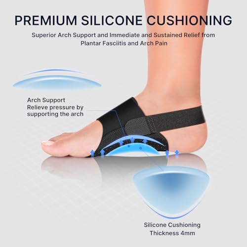 Fit Geno Arch Support Brace for Plantar Fasciitis, Heel & Foot Pain Relief – Adjustable Compression Wrap with Gel Cushion for Flat Feet & Fallen Arches, Non-Slip Support for Men & Women