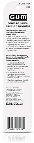 GUM Denture Brush - Dual Headed Hard Bristle Toothbrush for Dentures & Acrylic Retainers - Dentist Recommended Denture Cleaner (Pack of 2)