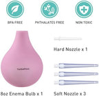 TopQuaFocus 8oz Enema Bulb Kit Anal and Vaginal Douche Bulb for Men Flushing System Enemas Silicone Bulb 4 Replaceable Tips (Pink, 224ml)