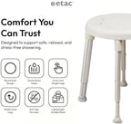 Etac Easy Round Shower Stool – Height Adjustable Shower Chair, Non-Slip Bath Chair with Drainage Holes, Stable & Tool-Free Assembly, Lightweight & Portable for Safety and Comfort