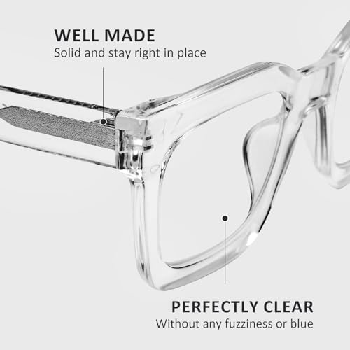 AQWANO Stylish Blue Light Reading Glasses Women, Fashion Oversized Square Designer Readers Computer Eyeglasses