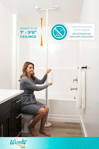 Stander Wonder Pole Lite, Adjustable Floor to Ceiling Safety Grab Bar with Security Support Handle for Fall Prevention, Tension Mounted Transfer-Pole for Adults, Seniors, and Elderly, White