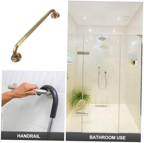 Elderly Shower Grab Bar Handle Antique Brass Non-Skid Safety Handrail for Bathtub and Shower Wall-Mounted Bathroom Support for Seniors Easy Installation