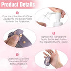 4 Pcs Handwashing Fluid Keychain Portable 30ml Refillable Leather Hand Handwashing Fluid Mini Case Holder Keychain Travel Size for Toiletry Lotion Liquid Soap Shampoo