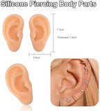 2PCS Realistic Silicone Ear Models – Soft Left & Right Fake Ears for Piercing Practice & Earring Display, Flexible Mannequin Mold for Artists & Retail Showcases (One Pair of Ear#1)