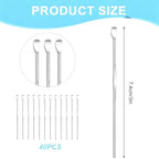 40 Pcs Ear Spoon Stainless Steel Ear Wax Scooper 3'' Reusable Ear Pick Ear Scraper Metal Ear Cleaner Safe Earwax Removal Tools