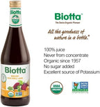 Biotta Organic Breuss Vegetable Juice - 100% Vegetable Juice for Energy, Immunity & Wellness - Excellent Source of Nutrients - All Natural, Non-GMO, Gluten-Free (16.9 Fl Oz, Pack of 6)
