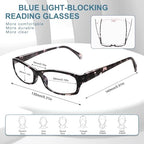 VIDEBLA 5 Pack Computer Reading Glasses Men and Women Anti Eyestrain Blue Light Blocking Glasses for Reading (5 Mix-2, 2.00)