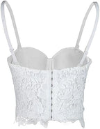 ELLACCI Women's Floral Lace Bustier Crop Top Gothic Corset Bra Tops White
