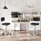 HOOBRO Height Adjustable Rolling Stool, 360° Swivel Drafting Chair with Backrest, Office Desk Chair PU Leather for Salon Barber, Shop Bar, Black and Silver SB36BY01