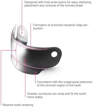 Dental Sectional Matrix System Set, Metal Matrix Bands with PTFE Non-Stick Coating Elastic, Dental NITI Metal Matrices Clamp Ring Tooth Repair Kits. (Set-C)