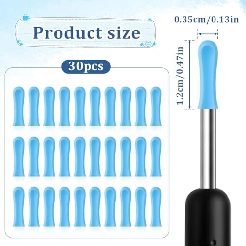 Ear Wax Removal Replacement Tips for Ear Camera 30Pcs Ear Spoon Tips for Wet/Dry Ear Ear Cleaner Tips Wax Cleaning Ear Spoons Tips Silicone Soft Cleaning Reuse Cap for Ear Wax Removal Endoscope
