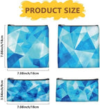 4Pcs 2 Sizes Cloth Snack and Sandwich Bags Sandwich Pouch Reusable Blue Geometric Pattern Food Safety Washable Fabric Zipper Pouches for Travel Picnic Office Outdoor Activities Everyday Use