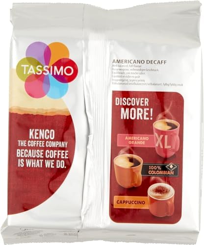 Tassimo Kenco Americano Decaf Coffee Pods (Pack of 4, Total 64 Decaffeinated Capsules)