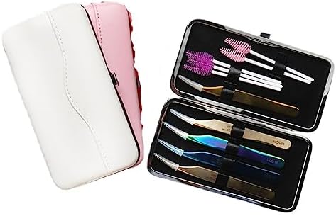 esowemsn 1PC Pink PU Leather Tweezers Storage Bag Empty Small Tweezers Case Container for Eyelash Extension Tweezer Organizer Case Eyelash Eyeliner Makeup Tool Accessories