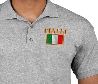 Polo Shirts for Men Italia Flag Embroidery Cotton Short Sleeves Golf Tees