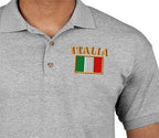 Polo Shirts for Men Italia Flag Embroidery Cotton Short Sleeves Golf Tees