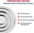HIC Kitchen Heat Diffuser Reducer Flame Guard With Removable Handle, Stainless Steel, Distributes Heat Evenly And Reduces Scorching, For Gas Electric Glass Stovetops, 8.25-Inch