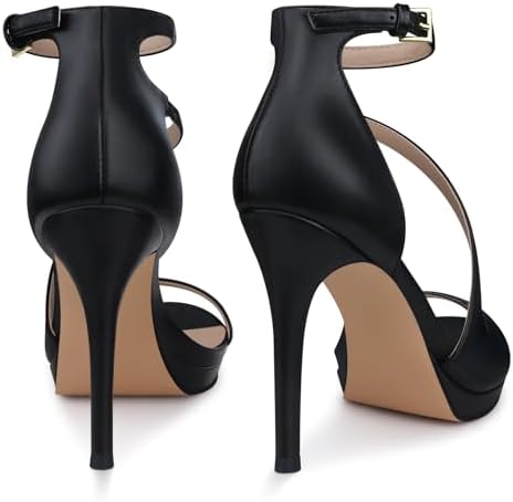 Stiletto Women High Heels: 4.3 Inch Comfortable Heels Prom Party Wedding, Peep Toe Platform Heels, Black White Silver Gold Strappy Heel Sandals