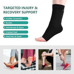 Welnove Achilles Tendonitis Heel Protector Sleeves H-Shape Achilles Tendon Support Compression Gel Padded Sleeve Socks for Cushion of Bursitis, Tendonitis, Tenderness, Dry Cracked - Black,Regular