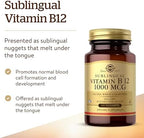 Solgar Vitamin B12 1000 mcg, 100 Nuggets - Energy Production, Red Blood Cells - Healthy Nervous System - Promotes Cardiovascular Health - Vitamin B - Non-GMO, Gluten Free, Kosher - 100 Servings