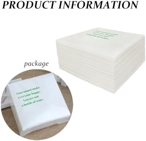 Funny Cocktail Napkins 100Pcs Funny Quotes Saying Disposable Paper Party Napkins 4.5 x 4.5 Two-ply (You Cannot Make Everyone Happy. You Are Not A Bottle Of Wine Napkins)