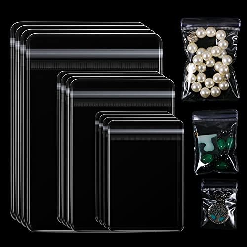Clabby 120 Pcs Clear PVC Jewelry Bags Plastic Jewelry Storage Pouch Transparent Rings Earrings Packing Anti Tarnish Bags Small Zipper Lock Pouch for Storage, 3 Sizes (Clear)