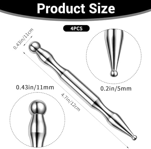 4 Pcs Acupuncture Pen Stainless Steel Acupressure Pen Reflexology Massage Tool for Body, Face 8 Sized Headed Acupuncture Needles Manual Deep Tissue Tool Body Point Probe Pens for Full Body Relaxing