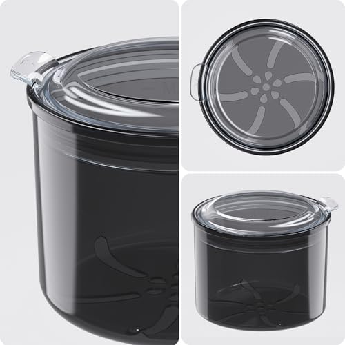 Denture Bath Cup with Cleaning Brush, Large Soaking Container with Strainer Basket for False Teeth & Night Guard, Oral Care Storage Holder for Home Use, Black
