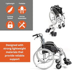 FeatherMobility - Red Lightweight Folding Wheelchair - 13.5 lbs, 18" Seat Width - with Swingaway Legrests, Anti-tippers, and Quick Release Wheels - 300 lbs Capacity