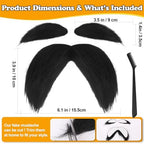 Mustache and Eyebrows Fake Beard for Adults, Self-Adhesive Cosplay Halloween Costume Accessories with Comb, Funny Party Favor
