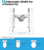 Bedside Commode for Seniors, FSA/HSA Eligible Bedside Toilet with Adjustable Width and Height, 400 LBS Weight Capacity, 16.5 Inch Extra Large Soft Seat Plate