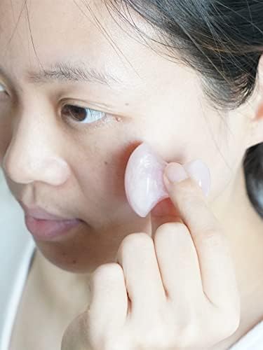 MIMOSA Handmade Natural Rose Quartz Gua Sha Scraping Massage Tool Mushroom Shaped GuaSha Board for SPA Relaxing Meditation Massage
