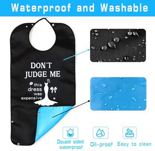 Funny Adult Bibs for Elderly Women Men, Washable Waterproof Adult Bibs for Eating with Crumb Catcher Dining Clothing Protectors for Adult Senior Special Needs