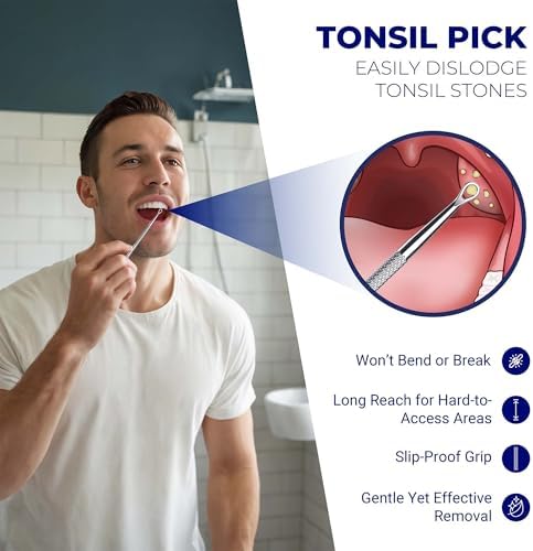 Oravix Tonsil Stone Remover Tool Pack of 2, Metal Tonsil Stone Removal Tool, 7’’ Surgical-Grade Stainless Steel Metal Pick with 10 Soft Silicone Tips, Fight Bad Breath, Safe & Easy