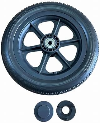 Wheelchair 12 inch Rear Wheel Assembly 12 1/2 x 2 1/4 Replacement Wheels for Manual Wheelchairs PU Foam Tire.Non-Slip Solid Tires with 12mm Bearings(1Ea,Black)