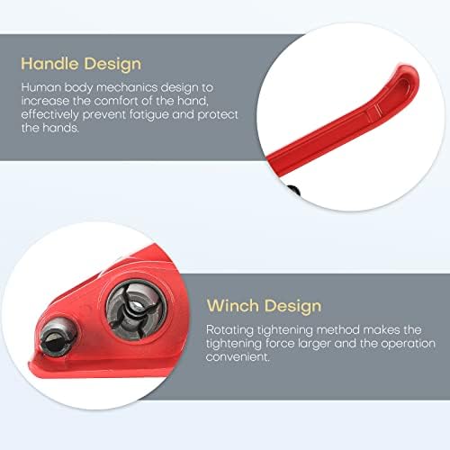 Poly Strapping Tensioner & Cutter Manual Strapping Tools Heavy Duty Manual Strapping Tensioner Cutter Cord Strapping Machine Windlass for 1/2" -3/4" Width Polyester Polyproplyn Strap (Red)