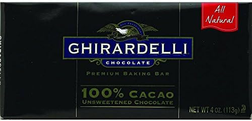 Ghirardelli Chocolate 100% Cacao Unsweetened Baking Bar, 4-Ounce Bars (Pack of 12)