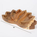 Curawood Lotus Crystal Display Tray - Showcase Your Gems, Healing Stones & Treasures - 11"x7" Wooden Rock Bowl, Crystal Holder for Stones Display Shelf, Gemstone Rock Holder Charging Bowl (Horizon)