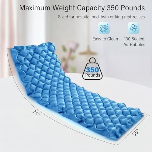 Careboda Alternating Pressure Mattress Anti Decubitus Air Pads with Electric Quiet Pump System, Pressure Sore Pad and Bed Sore Prevention, Air Mattress for Hospital Bed and Home Use Blue 75" x 35"