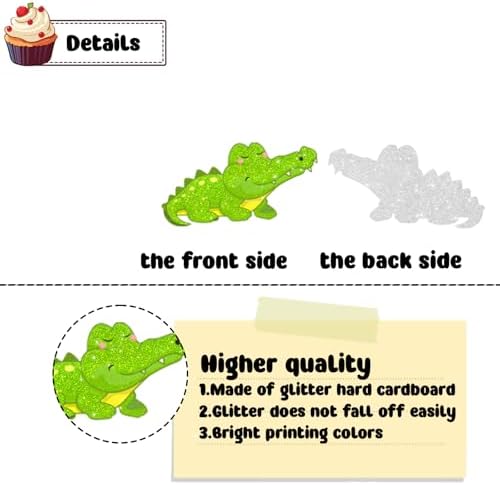 18 PCS Cute Alligator Cupcake Toppers for Boys Girls Jungle Animals Crocodile Reptile Cupcake Picks Decor Alligator Birthday Party Supplies Decorations