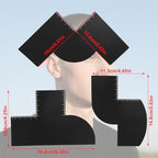 3pcs Barber Enhancement Cards with Measurement Indicators, 3 Shapes Hairline Shaping Tool Black Beard Guide Template Reusable Color Spray Edge Hair Line Up Tools for Men Barber Accessories