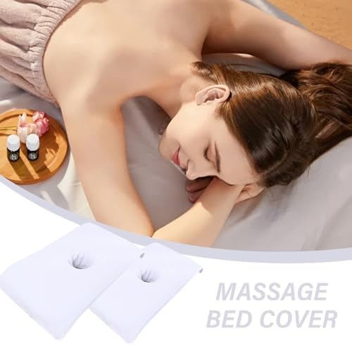 Massage Table Cover With Face Hole Massage Table Cover 2Pcs Soft Massage Bed Cover with Face Hole 16x32'' Reusable Spa Beauty Bed Cover Towel with Face Hole Massage Bed Sheet for Skin Care,White