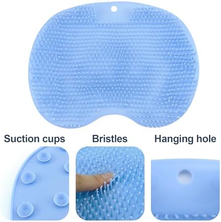 Quacc Shower Foot Scrubber Mat with Non Slip Suction Cups, Shower Foot Cleaner to Eliminate Dead Skin Exfoliation Back Massager Mat Foot Cleaning Pad Scrubbing Mat on Bathtub Floor