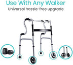 Walker Wheels and Ski Glides,Replacement Feet,Accessories Parts Set for Folding Medical Walkers,Back Stability Safety Wheel, Universal Front, Includes Two 5 Inch Rubber Wheel, 4 Glide Tips