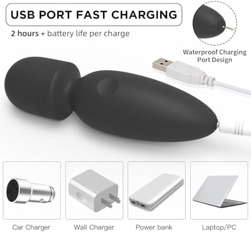 Mini Massager Tools,Small Waterproof Cordless Handheld Massager with 10 Vibration Modes, Personal Handheld Massager for Back（Black）