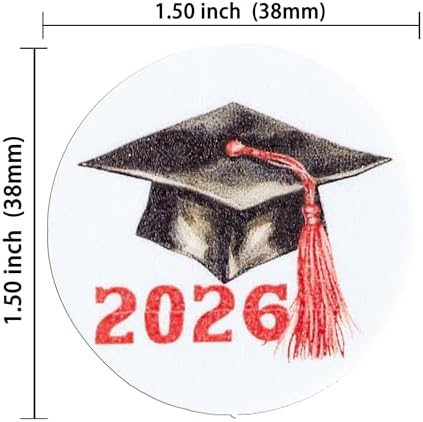 Gyufise 48Pcs Edible 2026 Graduation Cap Cupcake Toppers Wafer Paper Class of 2026 Grad Cap Cupcake Picks for 2026 Graduation Theme Party Cake Decorations Supplies Red