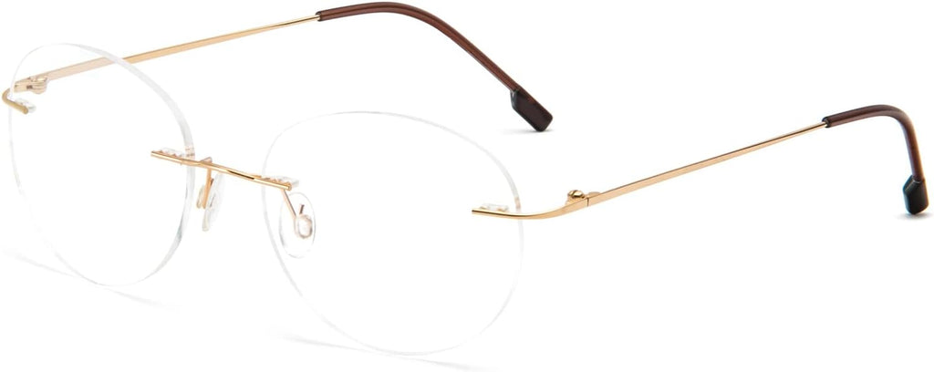 Round rimless reading glasses super light titanium alloy Reader for men and women