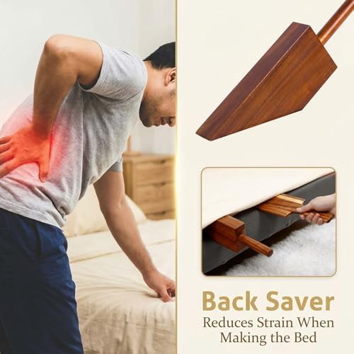 Mattress Lifter Tool for Changing Sheets, Acacia Wood Mattress Lifter Tool Mattress Lifters for Seniors Mattress Elevator Mattress Lifter Wedge, Ergonomic Bed Making Tool for Easy Sheet Tucking
