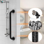 4 Pack 24 Inch Shower Grab Bar, YuanDe Matte Black Bathroom Grab Bar Handle w/Anti-Slip Knurled Grip, Stainless Steel Bath Balance Bar, 1.25" Diameter Safety Hand Rail Support,Handicap Injury Elderly
